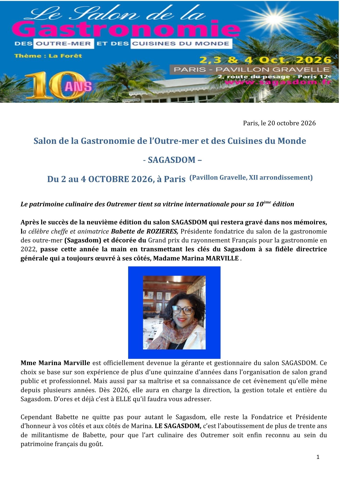 Babette de Rozières - Message aux exposants Sagasdom 2026